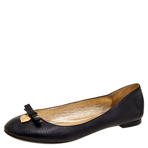 Dolce & Gabbana Black Lizard Embossed Leather Bow Detail Ballet Flats Size 37.5 - Dolce & Gabbana - Modalova