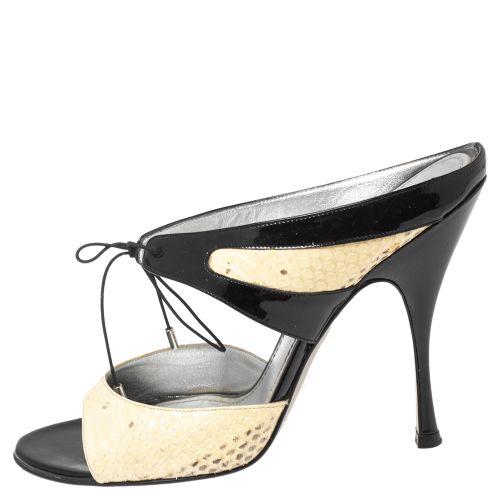 Size 40 Patent Leather and Python Leather Ankle Strap Sandals - Dolce & Gabbana - Modalova