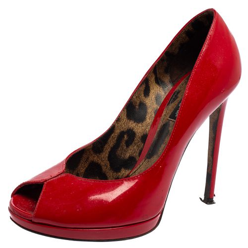 Dolce & Gabbana Red Patent Leather Peep-Toe Platform Pumps Size 36.5 - Dolce & Gabbana - Modalova