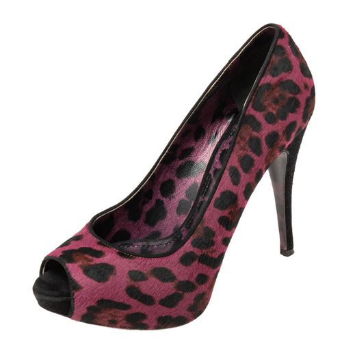 Dolce & Gabbana Two Tone Leopard Print Pony Hair Peep Toe Platform Pumps Size 37 - Dolce & Gabbana - Modalova