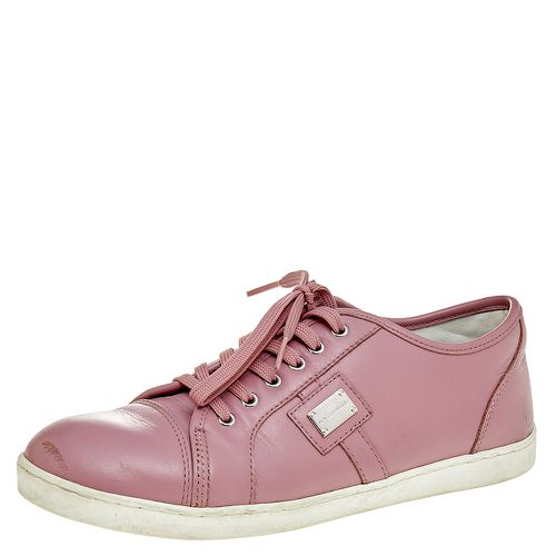 Dolce & Gabbana Pink Leather Low Top Sneakers Size 37 - Dolce & Gabbana - Modalova