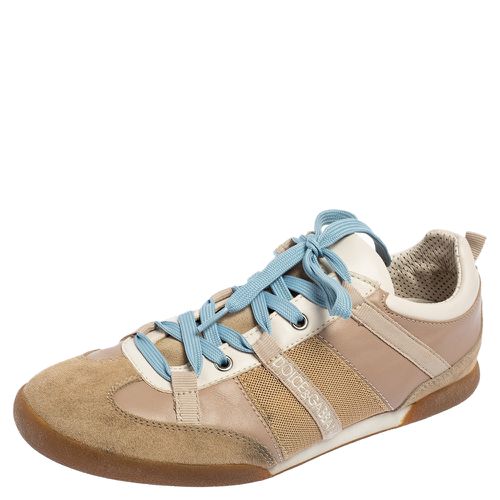 Dolce & Gabbana Beige Leather And Suede Lace Up Sneakers Size 38 - Dolce & Gabbana - Modalova