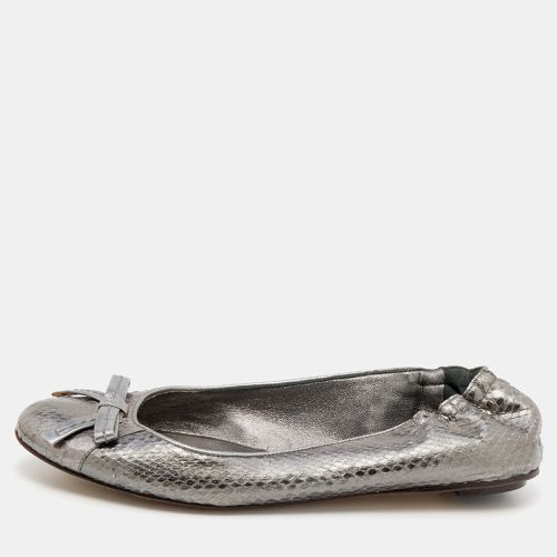 Dolce & Gabbana Metallic Grey Snakeskin Bow Ballet Flats Size 36.5 - Dolce & Gabbana - Modalova