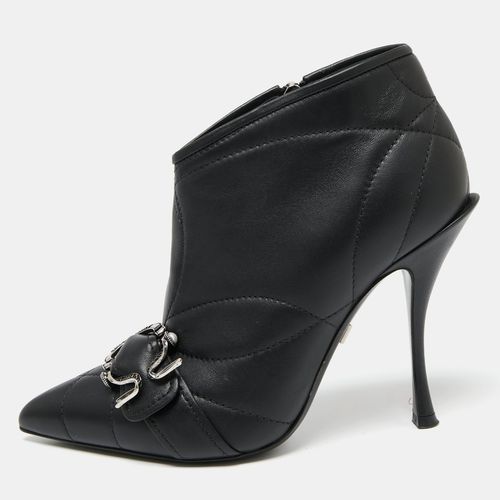 Dolce & Gabbana Black Leather Ankle Devotion Ankle Boots Size 37 - Dolce & Gabbana - Modalova