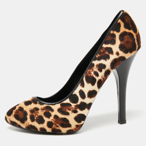 Dolce & Gabbana Beige/Brown Pony Hair Leopard Print Platform Pumps Size 40 - Dolce & Gabbana - Modalova