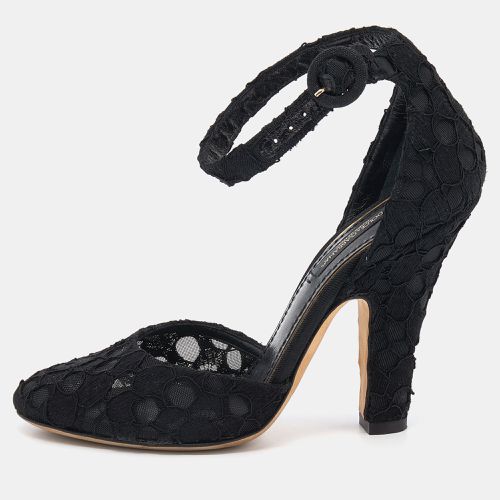 Dolce & Gabbana Black Lace Ankle Strap Sandals Size 36 - Dolce & Gabbana - Modalova