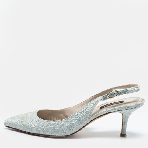 Dolce & Gabbana Light Blue Brocade Fabric Slingback Pumps Size 38 - Dolce & Gabbana - Modalova