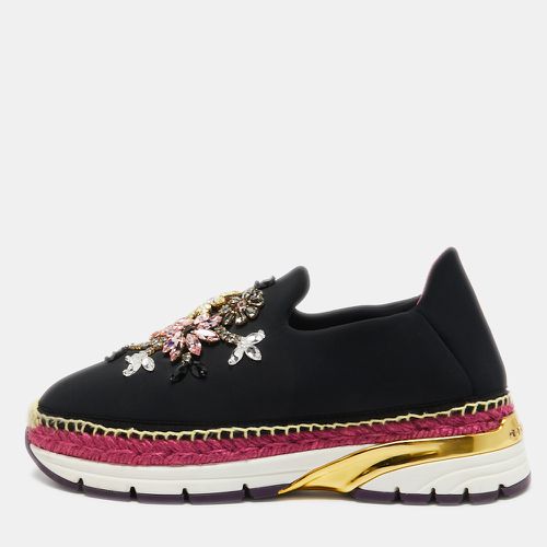 Dolce & Gabbana Black Neoprene Barcelona Crystal Embellished Sneakers Size 40.5 - Dolce & Gabbana - Modalova