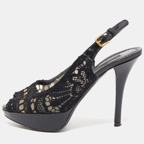 Dolce & Gabbana Black Lace Peep Toe Platform Slingback Pumps Size 37.5 - Dolce & Gabbana - Modalova