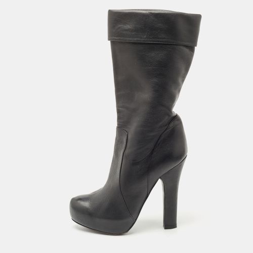 Dolce & Gabbana Black Leather Calf Length Boots Size 37.5 - Dolce & Gabbana - Modalova