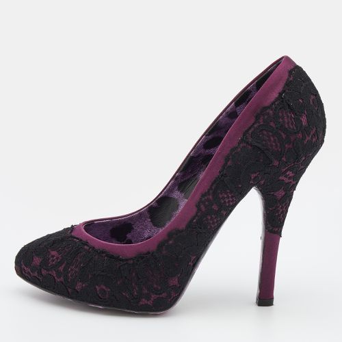 Black Lace And Satin Platform Pumps Size 39 - Dolce & Gabbana - Modalova