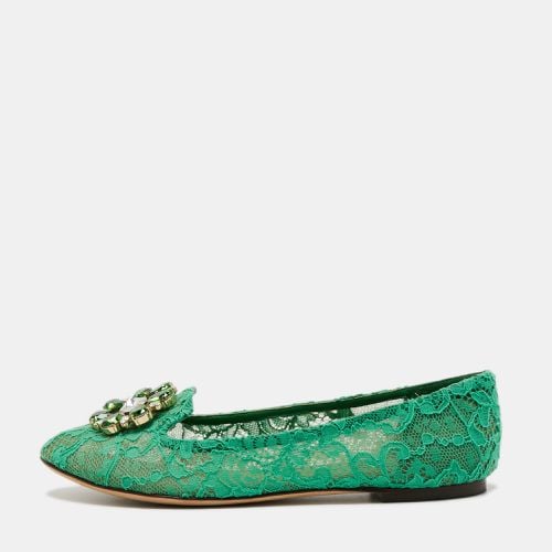 Dolce & Gabbana Green Lace Crystal Embellished Taormina Ballet Flats Size 40 - Dolce & Gabbana - Modalova