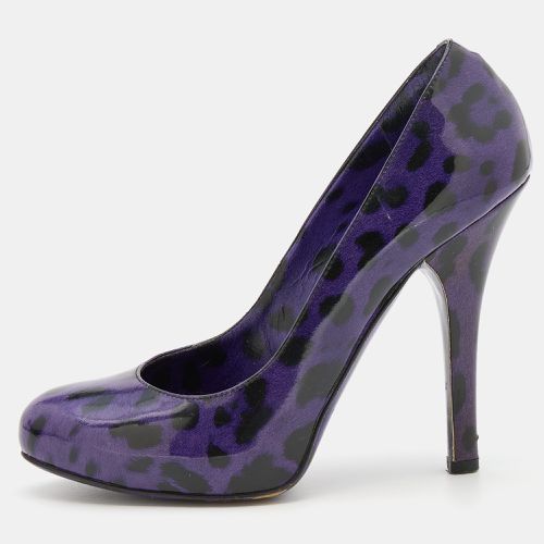 Dolce & Gabbana Purple/Black Leopard Print Patent Leather Platform Pumps Size 37 - Dolce & Gabbana - Modalova