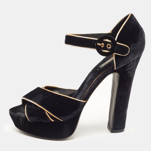 Dolce & Gabbana Black Velvet Criss Cross Platform Ankle Strap Sandals Size 40 - Dolce & Gabbana - Modalova