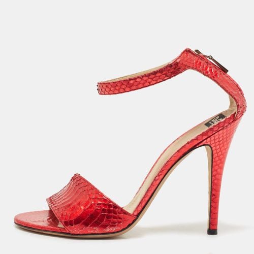 Dolce & Gabbana Red Python Leather Ankle Strap Sandals Size 39 - Dolce & Gabbana - Modalova