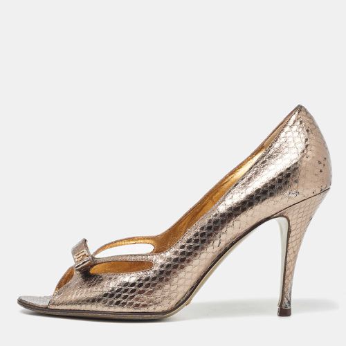 Dolce & Gabbana Metallic Embossed Snakeskin Open Toe Pumps Size 37.5 - Dolce & Gabbana - Modalova