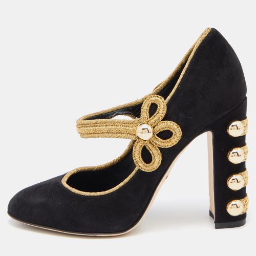 Dolce & Gabbana Black/Gold Suede Military Vally Pumps Size 37 - Dolce & Gabbana - Modalova