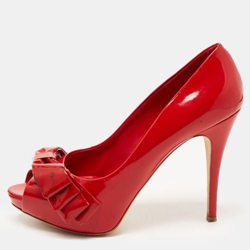 Dolce & Gabbana Red Patent Leather Bow Peep Toe Pumps Size 38.5 - Dolce & Gabbana - Modalova