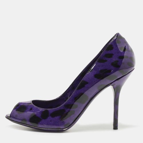 Dolce & Gabbana Purple/Black Animal Print Patent Leather Peep Toe Pumps Size 38.5 - Dolce & Gabbana - Modalova