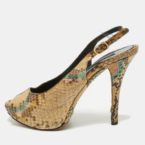 Dolce & Gabbana Beige/Brown Python Leather Slingback Pumps Size 35.5 - Dolce & Gabbana - Modalova