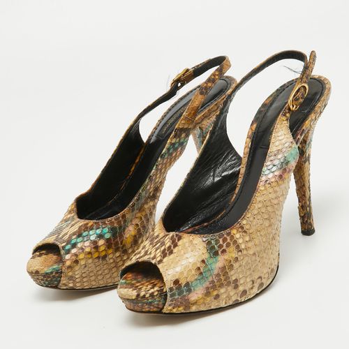 Beige/ Python Leather Slingback Pumps Size 35.5 - Dolce & Gabbana - Modalova