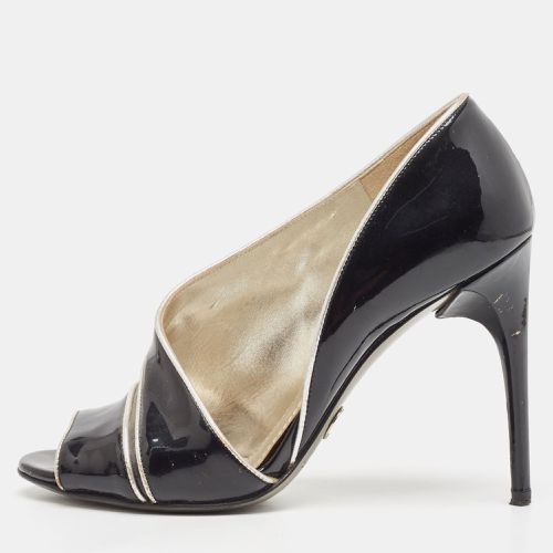 Dolce & Gabbana Black/Silver Patent and Leather Cut Out Peep Toe Pumps Size 37.5 - Dolce & Gabbana - Modalova