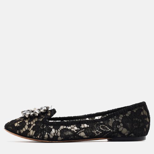 Dolce & Gabbana Black Lace Crystal Embellished Taormina Ballet Flats Size 40 - Dolce & Gabbana - Modalova