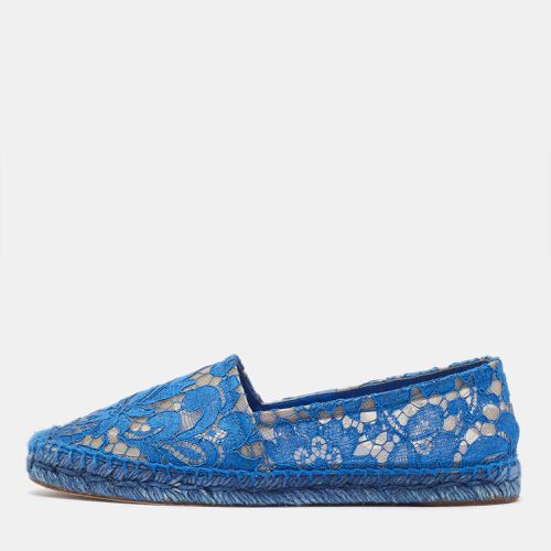 Dolce & Gabbana Blue Lace and Mesh Espadrille Flats Size 38 - Dolce & Gabbana - Modalova