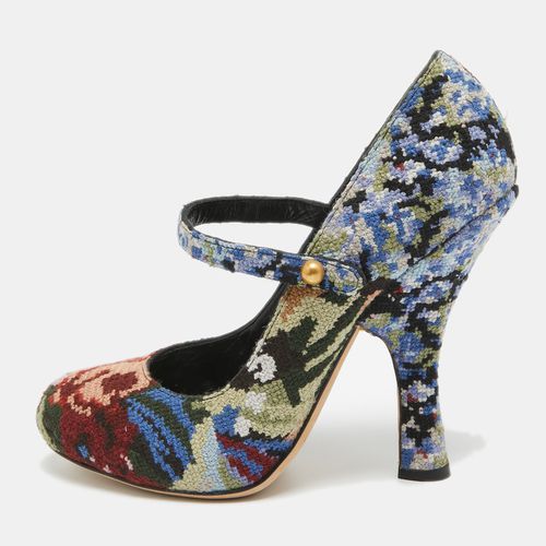 Dolce & Gabbana Multicolor Knit Fabric Floral Print Block Heel Pumps Size 38 - Dolce & Gabbana - Modalova