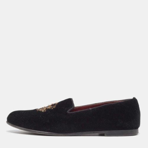 Dolce & Gabbana Black Velvet Embroidered Smoking Slippers Size 36 - Dolce & Gabbana - Modalova