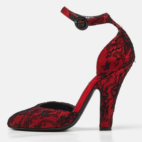 Dolce & Gabbana Red Lace Ankle Strap Sandals Size 37 - Dolce & Gabbana - Modalova