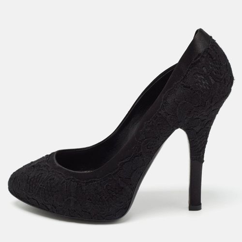 Dolce & Gabbana Black Lace and Satin Round Toe Pumps Size 37.5 - Dolce & Gabbana - Modalova