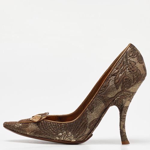 Dolce & Gabbana Brown/Gold Brocade Fabric Pointed Toe Pumps Size 39.5 - Dolce & Gabbana - Modalova