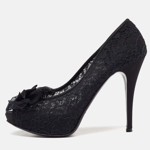 Dolce & Gabbana Black Floral Lace Bow Platform Peep Toe Pumps Size 40 - Dolce & Gabbana - Modalova