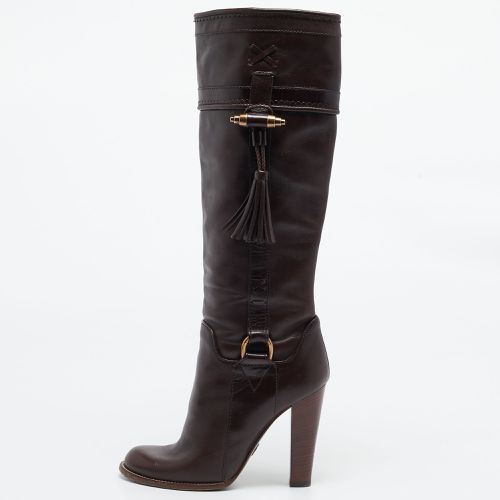 Dolce & Gabbana Brown Leather Knee Length Boots Size 37.5 - Dolce & Gabbana - Modalova