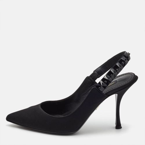 Dolce & Gabbana Black Fabric Crystal Embellished Slingback Pumps Size 37.5 - Dolce & Gabbana - Modalova