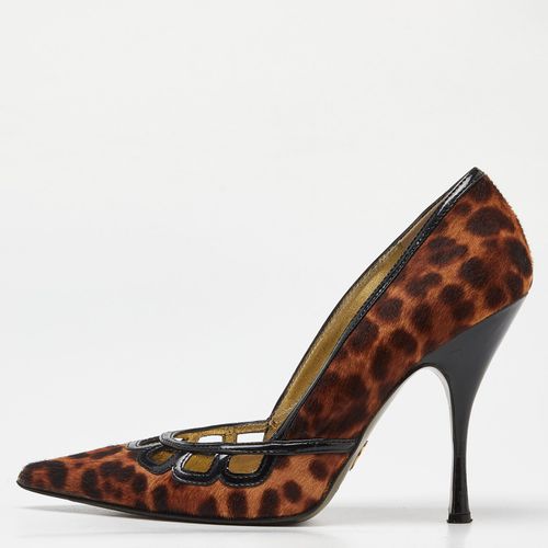 Dolce & Gabbana Brown Calf Hair and Patent Leather Pointed Toe Pumps Size 37 - Dolce & Gabbana - Modalova