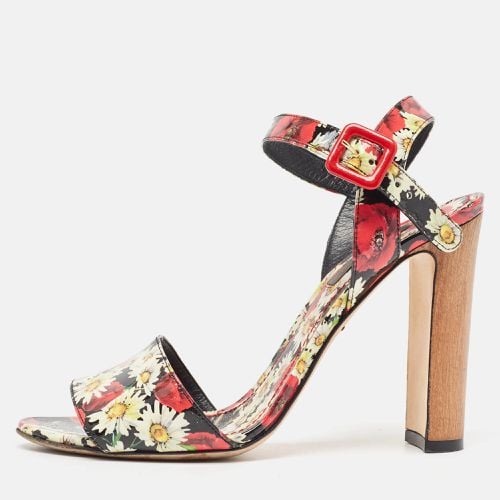 Dolce & Gabbana Multicolor Floral Print Patent Leather Ankle Strap Sandals Size 37 - Dolce & Gabbana - Modalova