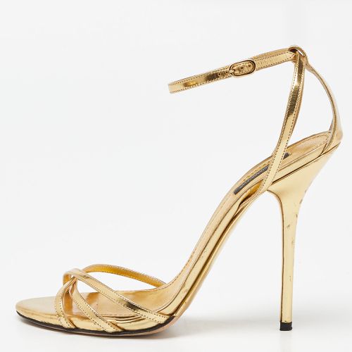 Dolce & Gabbana Gold Leather Ankle Strap Sandals Size 41 - Dolce & Gabbana - Modalova