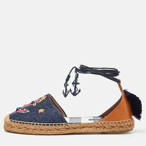 Dolce & Gabbana Blue/Brown Denim and Leather Espadrille Flats Size 40 - Dolce & Gabbana - Modalova