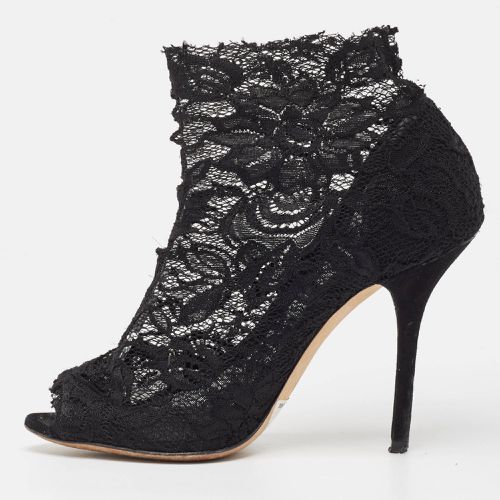 Dolce & Gabbana Black Lace Peep Toe Ankle Booties Size 37 - Dolce & Gabbana - Modalova