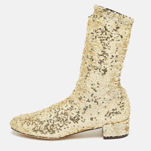 Dolce & Gabbana Gold Sequins and Mesh Boots Size 36 - Dolce & Gabbana - Modalova