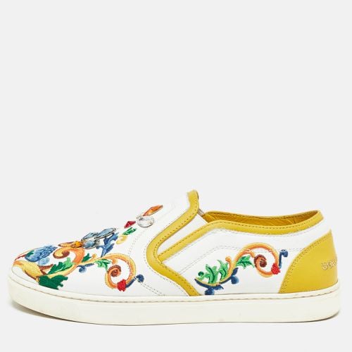 Dolce & Gabbana Multicolor Leather Crystal Embellished Slip On Sneakers Size 36.5 - Dolce & Gabbana - Modalova