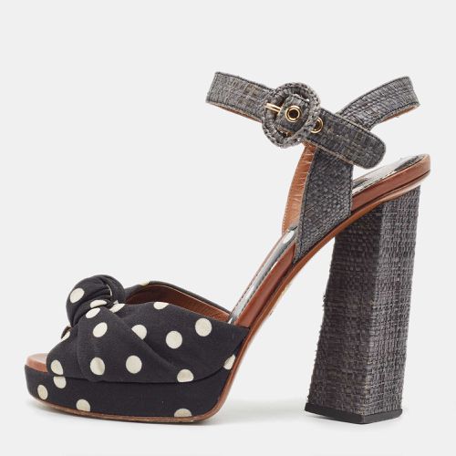 Dolce & Gabbana Black/White Raffia And Canvas Platform Ankle Strap Sandals Size 37 - Dolce & Gabbana - Modalova