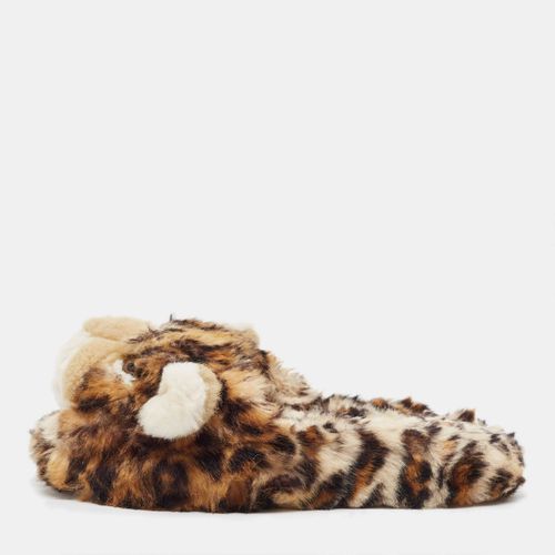 Dolce & Gabbana Brown Leopard Print Fur Plush Flat Slides Size 37 - Dolce & Gabbana - Modalova