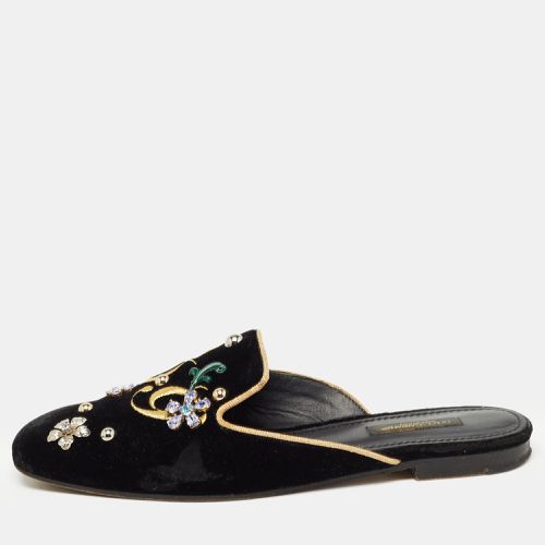 Velvet Jackie Embellished Mules Size 37 - Dolce & Gabbana - Modalova