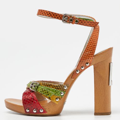 Dolce & Gabbana Multicolor Watersnake Leather Block Heel Strappy Sandals Size 36 - Dolce & Gabbana - Modalova