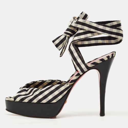 Dolce & Gabbana Black/White Plaid Fabric Platform Ankle Tie Sandals Size 38 - Dolce & Gabbana - Modalova