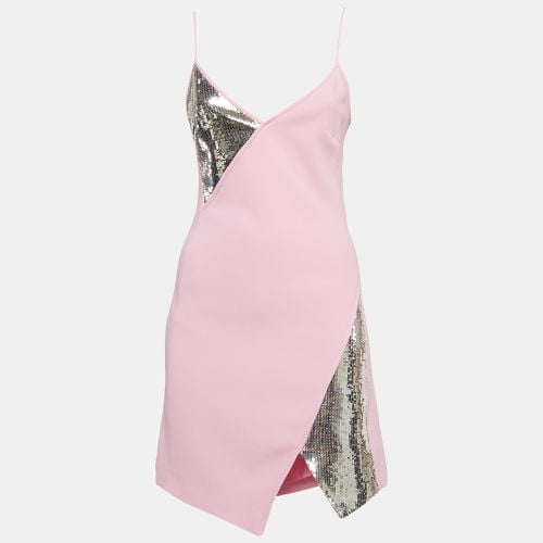 David Koma Pink Sequin Embellished Jersey Mini Slip Dress S - David Koma - Modalova