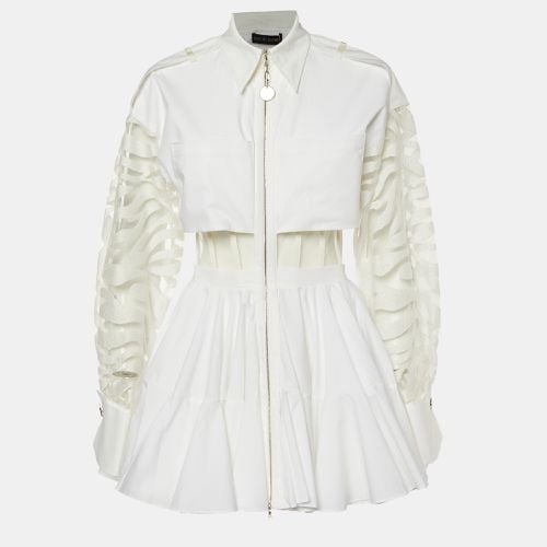 David Koma White Cotton Tulle Paneled Skater Dress M - David Koma - Modalova